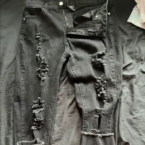 H&Y Black Skinny Distressed  Jeans